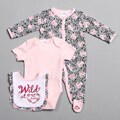 Vitamins Baby Newborn Girl's 'Wild At Heart' 3-piece Footed Coverall Set