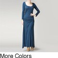 Tabeez Women's Teal Ruched Long-sleeve Maxi Dress