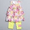 Flapdoodles Girl's Watercolor Floral Tunic Set