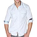 191 Unlimited Men's 'Panic' Blue Textured Cotton-blend Shirt