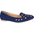 Neway by Bestom Women's Blue Studded Smoking Flats