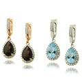 Gem Jolie Sterling Silver Gemstone and Diamond Accent Teardrop Earrings