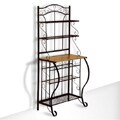 Black Metal and Oak 5-tier Baker Wine Storage Rack Shelf