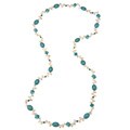 La Preciosa 36-inch Square and Oval Turquoise Beads with Small White Pearls Necklace