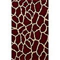 Power-Loomed Giraffe Burgundy Wool Rug (2' x 3')