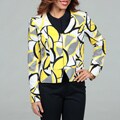 Evan Picone Women's Yellow Abstract Cropped Jacket