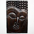 'Serene Buddha' Chestnut Oil Carved Panel (Thailand)