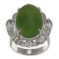 14k Gold Green Jade and 1 2/5ct TDW Diamond Estate Ring (G-H, SI1-SI2)
