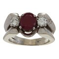 18k White Gold Ruby and 1/2ct TDW Diamond Estate Ring (J-K, VS1-VS2)