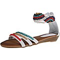 Refresh by Beston Women's 'Tokyo-03' White Beaded Sandals