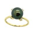 D'sire 10k Yellow Gold Tahitian Pearl and Diamond Accent Ring (9-10 mm)
