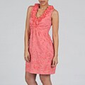 Tiana B. Women's Coral Cotton Ruffle Neck Sundress
