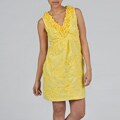 Tiana B. Women's Yellow Cotton Ruffle Neck Dress