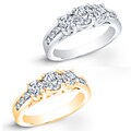 14k Gold 1ct TDW Round Diamond 3-stone Engagement Ring (K, I1-I2)