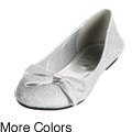 Lasonia Women's Gold Glitter Round-toe Flats