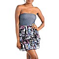 Stanzino Women's Stretch Denim Tube Top Ruffled Purple Floral Dress