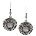 Crystale Silvertone Textured Disc Earrings