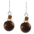 Crystale Silvertone Tiger's Eye Bead Earrings