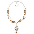 Crystale Silvertone Picture Jasper Drop Necklace