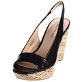 AK Anne Klein Women's 'Fortuna' Black Leather Wedge Sandals