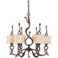 Trellio Chandelier 6-light Autumn Gold Finish with Beige Shantung Shades