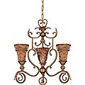 Marmount Chandelier 3-light Antique Gold Finish with Art Nouveau Glass