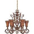 Marmount Chandelier 6-light Antique Gold Finish with Art Nouveau Glass