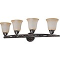 Pickford Vanity and Wall 4-light Distressed Bronze Finish with Brushed Wheat Glass