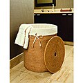 Seville Classics Rattan Hamper and Wastebasket Set