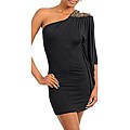 Stanzino Women's Black Embellished Shoulder Dress