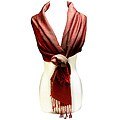 Red and Chocolate Jacquard Fringe Detail Scarf