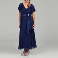 Karen Miller Women's Plus Beaded Bow Long Dress