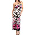 Stanzino Women's Ivory Fuschia Floral Long Plus-size Dress