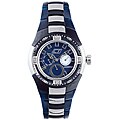 Chronotech Men's Stainless Steel Plastic Blue Dial Day/Date Watch