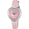 Chronotech Women's Pink Leather Heart-shaped Rhinestone Watch