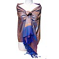 Women's Blue and Gold Jacquard Shawl Wrap