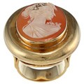 18K Gold 1/10ct TDW Diamond Antique Cameo Estate Ring (H-I, SI1-SI2)