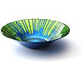 Arda Glassware Batique Blue/ Green 15.5-inch Shallow Bowl