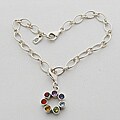 Sterling Silver Semi-precious Gemstone Chakra Charm Bracelet (Thailand)
