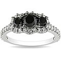 10k White Gold 1ct TDW Black and White Diamond Ring (H-I, I2-I3)