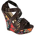 Elegant by Beston Women's 'Limbert-3' Brown Peacock Wedges