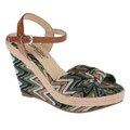 Elegant by Beston Women's 'Lucky-1' Zig Zag Low Platform Wedge Sandals