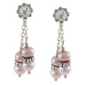 Tacori Bridal Evening Sterling Silver Pink Pearl, White Topaz Dangle Earrings