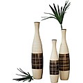 Light Brown Textured Ceramic Bottles (Set of 3)