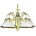 Polished Brass Frosted Glass 5-Light Chandelier