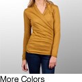 AtoZ Women's Long-sleeve Ruched Wrap Top