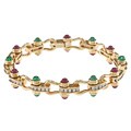 14k Gold Emerald, Ruby and 1 4/5ct TDW Diamond Estate Bracelet (G-H, VS1-VS2)