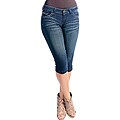Stanzino Women's Blue Denim Distressed Capri Pants