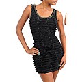 Stanzino Women's Black Beaded Textured Dress
