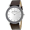 Skagen Men's Stainless Steel Leather Strap Watch